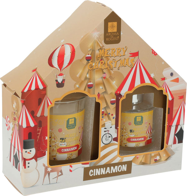 Set cadou Cinnamon, Aroma de scortisoara, Lumanare parfumata si Difuzor cu betisoare