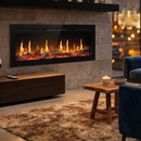 Semineu Electric Incorporabil Premium cu Ecran LCD HD, Flacari Ultra-Realiste, Sunet Autentic, Negru