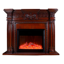 Електрическа камина от масивен дъб в винтидж кафяво с шарка, дистанционно управление