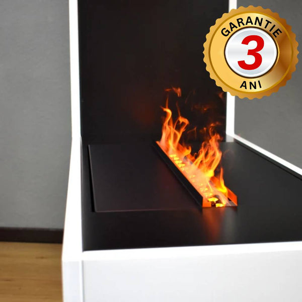 Semineu Electric Incorporabil, Negru, Flacari 3D, Design Minimalist, Telecomanda