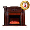 Електрическа камина от масивен дъб в винтидж кафяво с шарка, дистанционно управление