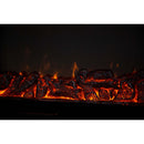 Electric Fireplace in Solid Wood Oak White Ivory with Bronze-Gold Insert, Without Heating Function, Remote Control