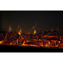 Electric Fireplace in Solid Wood Oak White Ivory with Bronze-Gold Insert, Without Heating Function, Remote Control