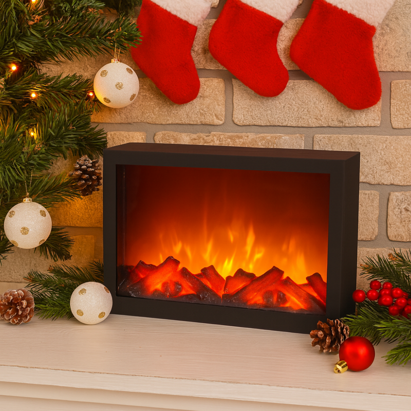 Mini Semineu Electric Decorativ cu LED, Efect realist de flacara, 41cm