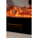 Electric Fireplace in Solid Wood Oak White Ivory with Bronze-Gold Insert, Without Heating Function, Remote Control
