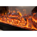 Electric Fireplace in Solid Wood Oak White Ivory with Bronze-Gold Insert, Without Heating Function, Remote Control