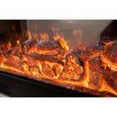 Електрическа камина от масивен дъб в цвят бяла слонова кост с бронзово-златна вложка, с функция за отопление, дистанционно управление