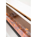 Електрическа камина от масивен дъб в цвят бяла слонова кост с бронзово-златна вложка, с функция за отопление, дистанционно управление