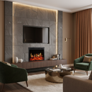 Вградена електрическа камина, със звук, 7 цвята, реалистични пламъци, черна