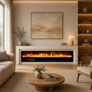Electric Fireplace in Solid White Oak Wood, Remote Control
