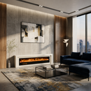 Electric Fireplace in Solid White Oak Wood, Remote Control