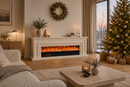 White Oak Solid Wood Electric Fireplace With Model, Remote Control
