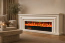 White Oak Solid Wood Electric Fireplace With Model, Remote Control