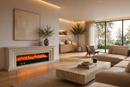 White Oak Solid Wood Electric Fireplace With Model, Remote Control