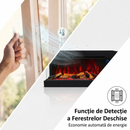 Semineu Electric Incorporabil 3D, Smart cu WiFi si Sunet Realist, 1800W, Sticla pe 3 laturi, 7 Culori Flacara, Telecomanda si Termostat 100cm – SAFECARE 4001