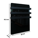 Panou Radiant din Sticla Securizata Neagra cu Suport pentru Prosop - Control Tactil, Termostat Incorporat, IP54, 730W