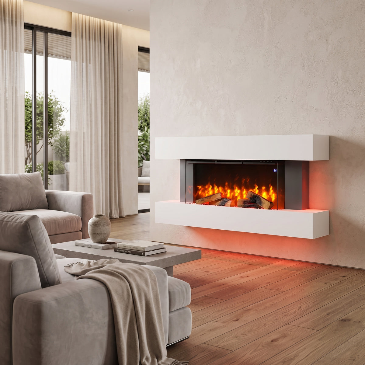 Semineu electric de perete YFG-4003WERB montat in living