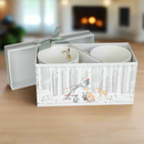 Cani din Portelan Craciun, in Cutie Cadou, cu imprimeu Om de Zapada