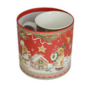 Cana din Portelan Craciun, in Cutie Rotunda Cadou, cu imprimeu Oameni din turta dulce