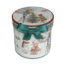 Cana din Portelan Craciun, in Cutie Rotunda Cadou, cu imprimeu Om de Zapada cu Copil