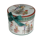 Cana din Portelan Cilindrica Craciun, in Cutie Rotunda Cadou, cu imprimeu Om de Zapada cu Copil