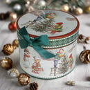 Cana din Portelan Cilindrica Craciun, in Cutie Rotunda Cadou, cu imprimeu Om de Zapada cu Copil