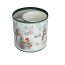 Cana din Portelan Craciun, in Cutie Rotunda Cadou, cu imprimeu Om de Zapada cu Copil