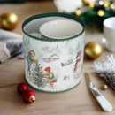 Cana din Portelan Craciun, in Cutie Rotunda Cadou, cu imprimeu Om de Zapada cu Copil