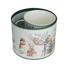 Cana din Portelan Cilindrica Craciun, in Cutie Rotunda Cadou, cu imprimeu Om de Zapada cu Copil