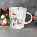 Cana din Portelan Craciun, in Cutie Rotunda Cadou, cu imprimeu Om de Zapada