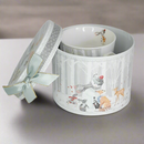 Cana din Portelan Craciun, in Cutie Rotunda Cadou, cu imprimeu Om de Zapada