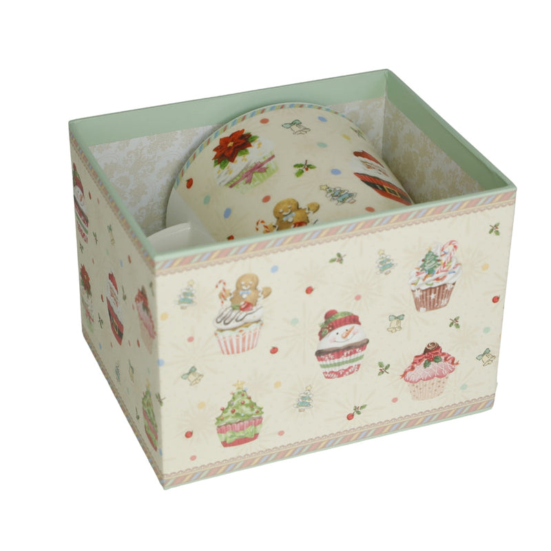 Cana din Portelan Craciun, in Cutie Cadou, cu imprimeu Briose si Decoratiuni