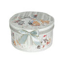 Cana din Portelan cu Farfurie Craciun, in Cutie Rotunda Cadou, cu imprimeu Om de Zapada cu Animalute