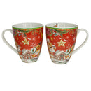 Set Cani din Portelan Craciun, in Cutie Rotunda Cadou, cu imprimeu Oameni din turta dulce