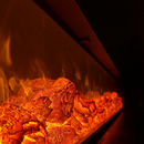 Вградена електрическа камина, 1.5 м, черна, минималистичен дизайн, дистанционно управление, реалистични пламъци