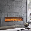 Вградена електрическа камина, 1.5 м, черна, минималистичен дизайн, дистанционно управление, реалистични пламъци