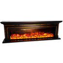 Електрическа камина от масивен черен дъб със златни вложки, дистанционно управление