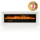 Electric Fireplace in Solid White Oak Wood, Remote Control