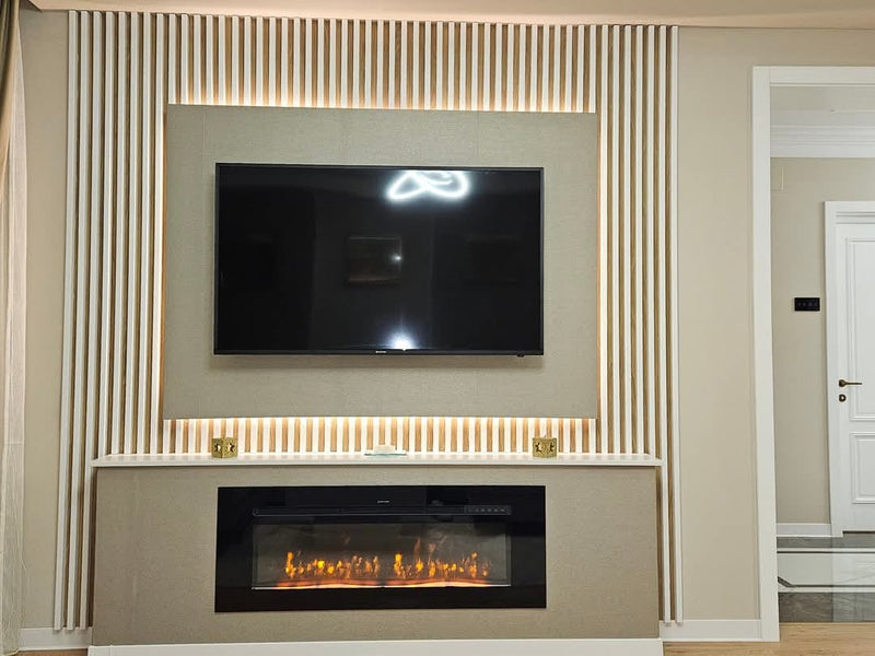 Built-in Electric Fireplace, with Sound, WI-FI, 7 colors and 5 levels of flame intensity