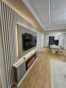 Вградена електрическа камина, със звук, WI-FI, 7 цвята и 5 нива на интензитет на пламъка