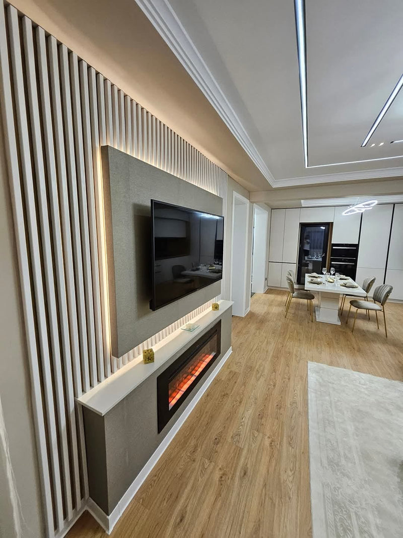 Built-in Electric Fireplace, with Sound, WI-FI, 7 colors and 5 levels of flame intensity