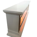 Електрическа камина от масивен дъб в цвят слонова кост със златни бронзови вложки, дистанционно управление