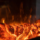 Електрическа камина от масивна бяла дъбова дървесина с шарка, дистанционно управление