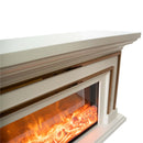 Електрическа камина от масивен дъб в цвят слонова кост със златни бронзови вложки, дистанционно управление