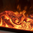 Електрическа камина от масивен дъб в цвят слонова кост със златни бронзови вложки, дистанционно управление