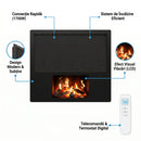 LCD Flame Projection Radiant Panel - Thermostat, Modern Design, 1700W