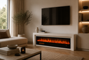 Electric Fireplace in Solid White Oak Wood, Remote Control