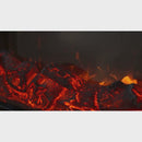 Електрическа камина от масивен дъб в цвят бяла слонова кост с бронзово-златна вложка, с функция за отопление, дистанционно управление