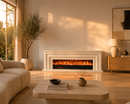 White Oak Solid Wood Electric Fireplace With Model, Remote Control