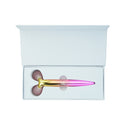 Roller Masaj Facial tip Y, din Quartz Roz